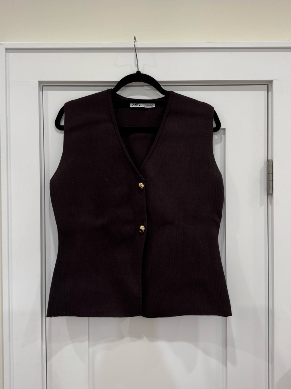 Zara Sleeveless Knit Vest in Brown